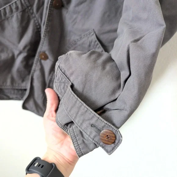 Vintage J.Crew Mens Gray Flannel Lined Thinsulate Barn Jacket Field Coat Small - Picture 6 of 11